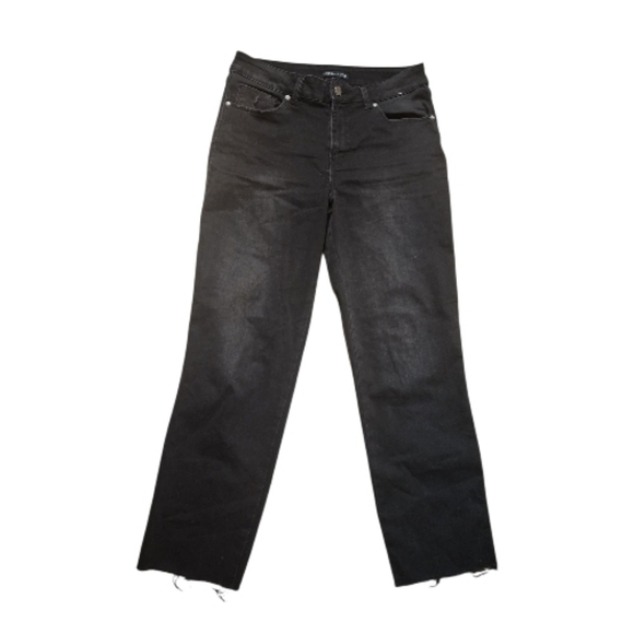 Sincerly Jules Pants - Sincerely Jules Raw Hem High Rise Straight Leg Jeans, Size 7/28